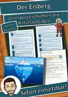 Vorschau - Stationenlernen - Der Eisberg – Lesespurgeschichte mit Rätselaufgaben (Klasse 8) - Deckblatt