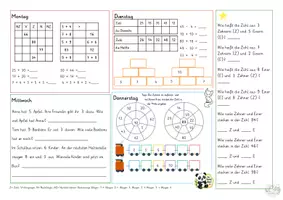 Vorschau - Arbeitsblätter - Mathe Wochenaufgaben Klasse 2 (Anfang) mit Lösungen - Deckblatt
