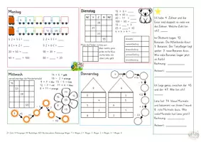 Vorschau - Arbeitsblätter - Mathe Wochenaufgaben Klasse 2 (Anfang) mit Lösungen - Seite 1