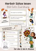 Vorschau - Arbeitsblätter - Herbst Lesen - Sätze und Bilder zuordnen | 3-fach differenziert | Leseverständnis, Leseförderung, Deutsch, Lesen 2. Klasse, Lesen 3. Klasse - Deckblatt