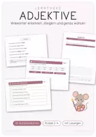 Vorschau - Stationenlernen - Lerntheke Adjektive - Wiewörter erkennen, steigern und genau wählen - Deckblatt