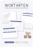 Vorschau - Stationenlernen - Lerntheke Wortarten - Nomen, Verben und Adjektive sicher unterscheiden - Deckblatt