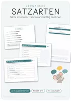 Vorschau - Arbeitsblätter - Lerntheke Satzarten und Satzzeichen - Sätze erkennen, trennen und richtig zeichnen - Deckblatt