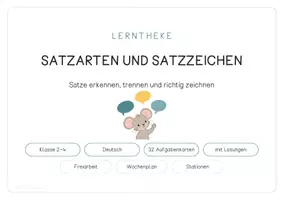Vorschau - Arbeitsblätter - Lerntheke Satzarten und Satzzeichen - Sätze erkennen, trennen und richtig zeichnen - Seite 1