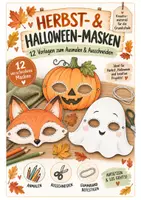 Vorschau - Bildkarten - Herbst- & Halloween-Masken | 12 Vorlagen zum Ausmalen & Ausschneiden | Grundschule - Deckblatt