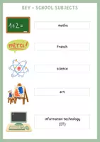 Vorschau - Arbeitsblätter - School Subjects - Vocabulary Worksheets - Seite 1