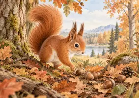 Vorschau - Bildkarten - Kamishibai Herbst Kita | Eichhörnchen sammelt für den Winter | Herbstgeschichte Kindergarten | Winterruhe & Waldtiere | PDF - Seite 2