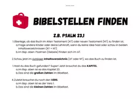 Vorschau - Text - Bibel Bibelstelle nachschlagen Kapitel Vers | Erste Hilfe - Deckblatt
