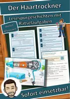Vorschau - Arbeitsblätter - Der Haartrockner – Lesespurgeschichte mit Rätselaufgaben (Klasse 8) - Deckblatt