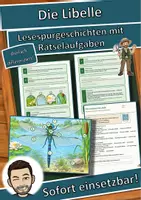 Vorschau - Mal- und Bastelvorlagen - Die Libelle – Lesespurgeschichte mit Rätselaufgaben (Klasse 8) - Deckblatt