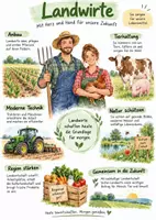 Vorschau - Arbeitsblätter - Lernposter + AB mit Fragen zum Thema "Landwirtin / Landwirt" + Lösungsblatt + Infografik - Deckblatt