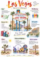 Vorschau - Arbeitsblätter - Lernplakat + AB mit Fragen zum Thema "Las Vegas" + Lösungsblatt + Infografik - Deckblatt