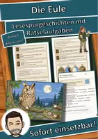 Vorschau - Arbeitsblätter - Die Eule – Lesespurgeschichte mit Rätselaufgaben (Klasse 8) - Deckblatt