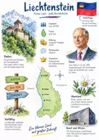 Vorschau - Arbeitsblätter - Lernplakat + AB mit Fragen zum Thema "Liechtenstein" + Lösungsblatt + Infografik - Deckblatt