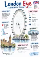 Vorschau - Arbeitsblätter - Lernplakat + AB mit Fragen zum Thema "London Eye" + Lösungsblatt + Infografik - Deckblatt
