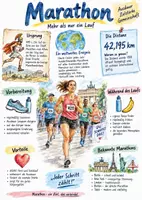 Vorschau - Arbeitsblätter - Lernposter + AB mit Fragen zum Thema "Marathon" + Lösungsblatt + Infografik - Deckblatt