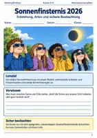 Vorschau - Arbeitsblätter - Sonnenfinsternis 2026 - Deckblatt