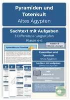 Vorschau - Arbeitsblätter - Sachtext Ägypten PyramidenTotenkult Mumie 3fach differenziert Klasse 4-6 - Deckblatt
