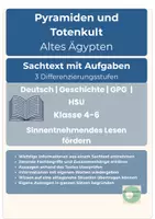 Vorschau - Arbeitsblätter - Sachtext Ägypten PyramidenTotenkult Mumie 3fach differenziert Klasse 4-6 - Seite 1