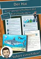 Vorschau - Arbeitsblätter - Der Hai – Lesespurgeschichte mit Rätselaufgaben (Klasse 8) - Deckblatt