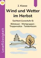 Vorschau - Arbeitsblätter - Wind und Wetter im Herbst | Sachtext 2. Klasse | Leseflüssigkeit: Blitzlesen, Treppensätze, Tandemlesen - Deckblatt