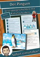 Vorschau - Arbeitsblätter - Der Pinguin – Lesespurgeschichte mit Rätselaufgaben (Klasse 8) - Deckblatt