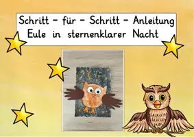Vorschau - Mal- und Bastelvorlagen - Eule in sternenklarer Nacht: Kunstprojekt (Schritt-für-Schritt) - Kunst - Kl. 1/2 - Seite 3