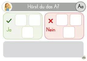 Vorschau - Arbeitsblätter - Klettaufgabe: Hörst du den Laut? A a – Laut hören & Lautposition bestimmen | Lautgebärden - Seite 3