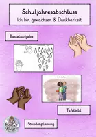 Vorschau - Mal- und Bastelvorlagen - Schuljahresabschluss - Dankbarkeit - Ich bin gewachsen - Deckblatt