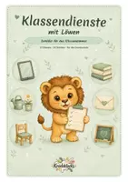 Vorschau - Präsentationen/Tafelbilder - Klassendienste_Löwe_Löwenklasse_Kreideklecks - Deckblatt