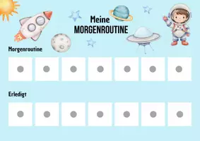 Vorschau - Anderer Materialtyp - Routineplan Morgen- und Abendroutine für Kinder Motiv Astronaut - Seite 1