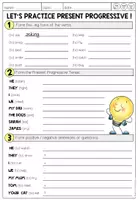 Vorschau - Arbeitsblätter - Present Progressive / Present Continuous – Englisch Grammatik & Übungen | Arbeitsblätter-Bundle - Seite 1