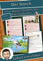 Vorschau - Arbeitsblätter - Der Storch – Lesespurgeschichte mit Rätselaufgaben (Klasse 8) - Deckblatt