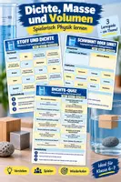 Vorschau - Arbeitsblätter - Dichte, Masse & Volumen – 3 Lernspiele zu Schwimmen, Sinken & Dichte - Deckblatt