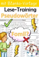 Vorschau - Arbeitsblätter - Lesetrainig - Pseudowörter - Blitzlesen auf Wortebene - mit Lösungen und Blanko-Vorlage - Deckblatt