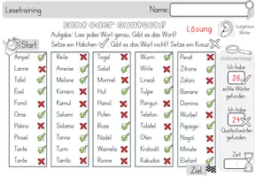 Vorschau - Arbeitsblätter - Lesetrainig - Pseudowörter - Blitzlesen auf Wortebene - mit Lösungen und Blanko-Vorlage - Seite 3