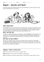 Vorschau - Arbeitsblätter - Lernplakat + Arbeitsblätter zum Thema "Rappen (Sprechgesang)" (Lückentext, Hörverstehen) + Lösung & MP3 + Mindmap + Infografik - Seite 1