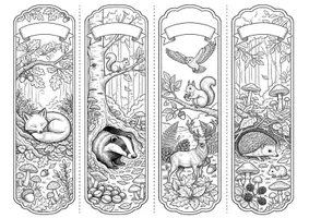 Vorschau - Mal- und Bastelvorlagen - Lesezeichen zum Ausmalen - Bookmarker Tiere & Herbstwald - Deckblatt