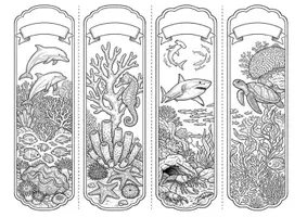 Vorschau - Mal- und Bastelvorlagen - Lesezeichen zum Ausmalen - Unterwasser & Meer - Deckblatt