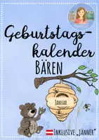 Vorschau - Mal- und Bastelvorlagen - Geburtstagskalender Bärenklasse - Klassentier Bär - Klassenzimmer-Deko für die Grundschule - Deckblatt