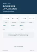 Vorschau - Arbeitsblätter - Gleichungen mit Platzhaltern Klasse 4 - Seite 1