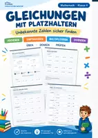 Vorschau - Arbeitsblätter - Gleichungen mit Platzhaltern Klasse 4 - Deckblatt