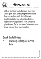 Vorschau - Arbeitsblätter - Wenn ein Löwe in die Schule geht - FALTHEFT - Seite 1