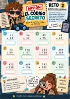 Vista previa - Hojas de trabajo - El Código Secreto | Retos de sumas y restas con llevadas - página 2