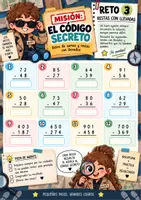 Vista previa - Hojas de trabajo - El Código Secreto | Retos de sumas y restas con llevadas - página 3