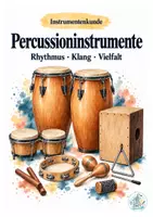 Vorschau - Arbeitsblätter - Percussioninstrumente – Instrumentenkunde mit Hörbeispielen und Rätseln - Deckblatt