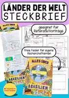 Vorschau - Arbeitsblätter - 🌍 Länder der Welt – Länder-Steckbrief zum Recherchieren & Falten Klasse 5 6 - Deckblatt