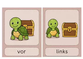 Vorschau - Bildkarten - Lagebeziehungen Klasse 2 - Schildkröte - Deckblatt