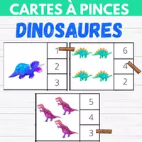 Aperçu - Matériel pour travaux manuels / dessin - Cartes à Pinces Dinosaures – Compter de 1 à 10 - Page de couverture