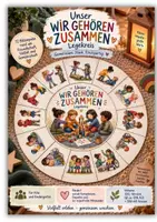 Vorschau - Präsentationen/Tafelbilder - Wir gehören zusammen – Legekreis Freundschaft & Gemeinschaft | Soziale Kompetenzen | Morgenkreis Kita & Kindergarten - Deckblatt